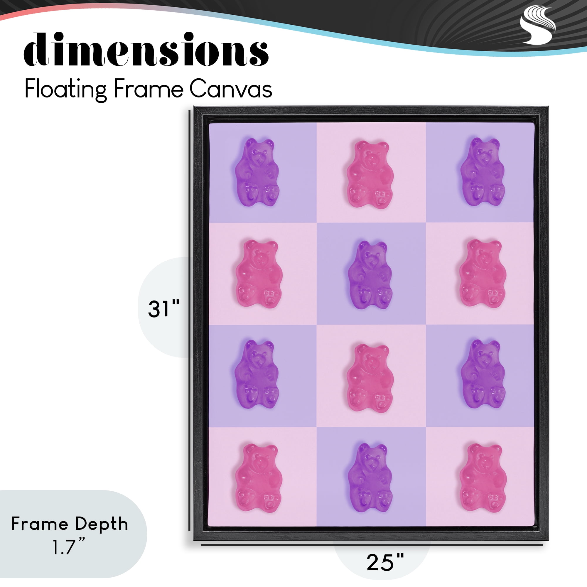 Stupell Industries Pink & Lilac Candy Bears Black Framed Floater Canvas Wall Art, design by LISH Creative