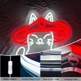 thumbnail image 3 of Red Hat Cat Neon Signs for Wall Decor, 15.8"x 15.8" Dimmable Frog Funny Neon Art Sign LED Light Pink Cute Neon Light Up Signs Frog Decorations Birthday Party Gifts, 3 of 6