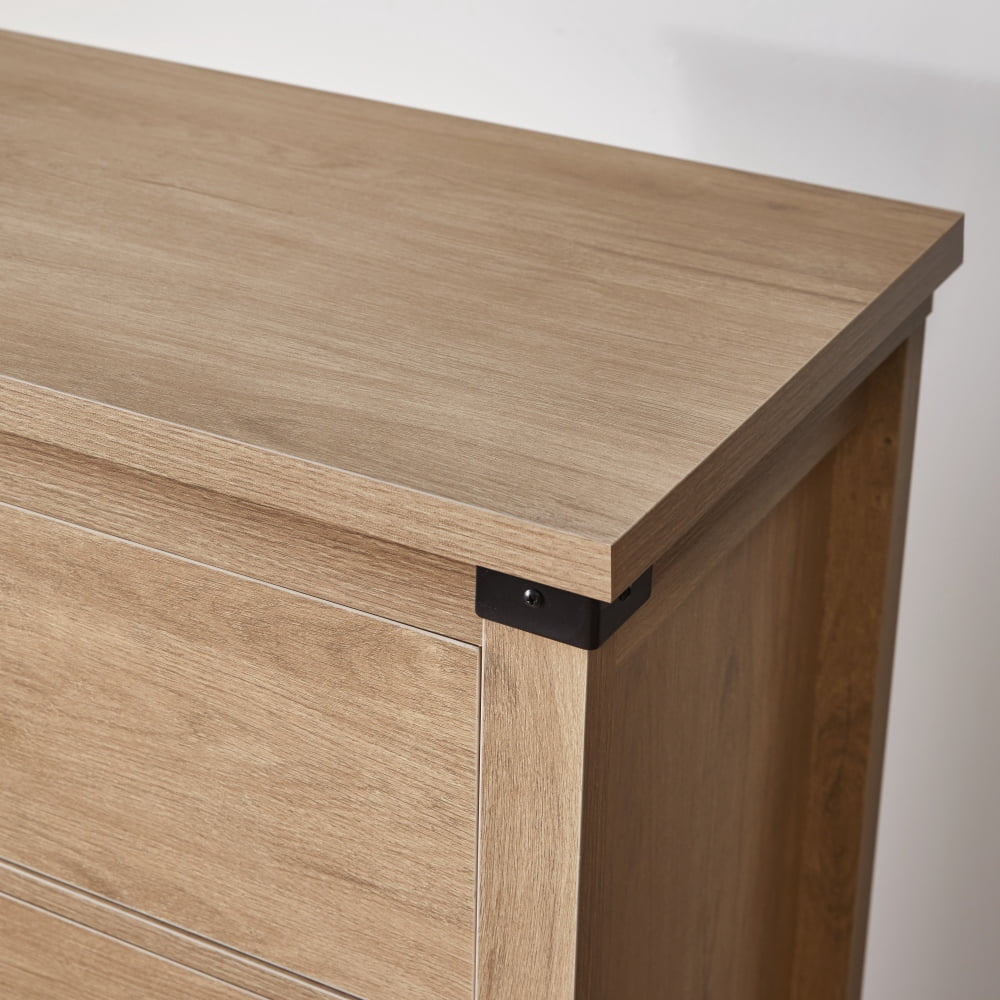 ABOURT Rustic Oak 7 Drawer Dresser for Bedroom, Farmhouse Wood Chest of Drawers with Metal Handles and Thickened Top for Closet and Living Room