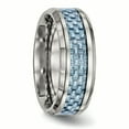 thumbnail image 4 of Titanium Polished Blue Carbon Fiber Inlay Ring 12.5 Size, 4 of 6