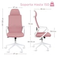 thumbnail image 2 of MAGMALIFE Silla de Oficina Fokus Ergonómica con Cabecera, Reclinación Ajustable, Malla Transpirable, Asiento de Alta Densidad, Ruedas 360° Antirrayas y Altura Regulable, Soporta 150 kg Rosa, 2 of 8