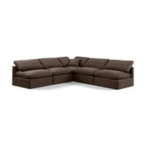 Meridian Furniture Indulge 169.5" Velvet L-Shaped Modular Sectional in Brown