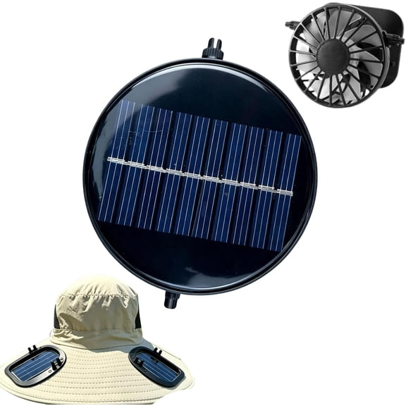 Solar Fan Replacement for Hat, Adjustable Angle Mini Solar Powered Fan Hat Replacement with 3-Speed, Portable Hands-Free Fan for Camping Fishing Hiking Sun Protection Cooling Comfort (1 Pack Round)