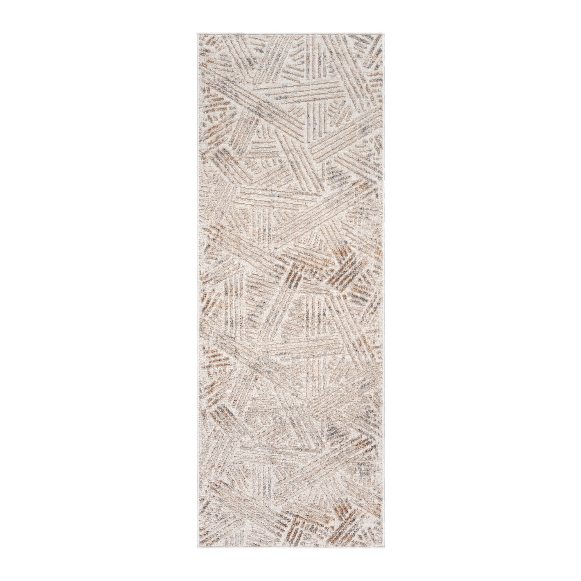 Arlo Takara Modern Abstract Beige Area Rug, 2x6