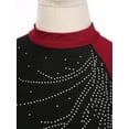 thumbnail image 6 of iiniim Womens Shiny Metallic Rhinestone Leotard Long Sleeve Mock Neck Bodysuit, 6 of 7