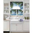 thumbnail image 3 of Coastal Ocean Swag Kitchen Curtains Sets for Windows 24 Inch Length, Sandy Beach Coconut Tree Blue Sky Scenery Short Window Curtain Panels Swags Valances and Tiers 3 Piece Set for Cafe/Dining Room, 3 of 5
