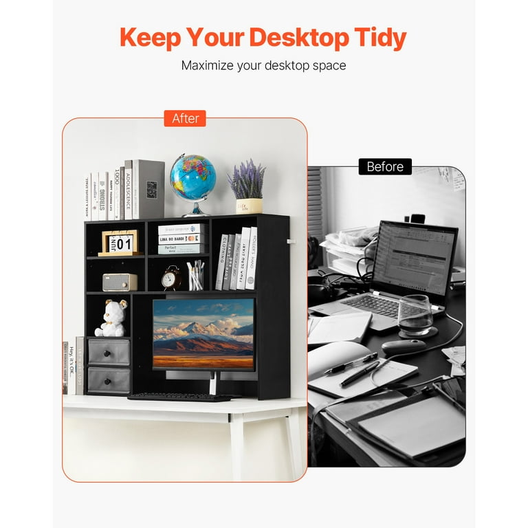 Kffkff Tabletop Bookcase Hutch, Tri-Level Organizer photo 6
