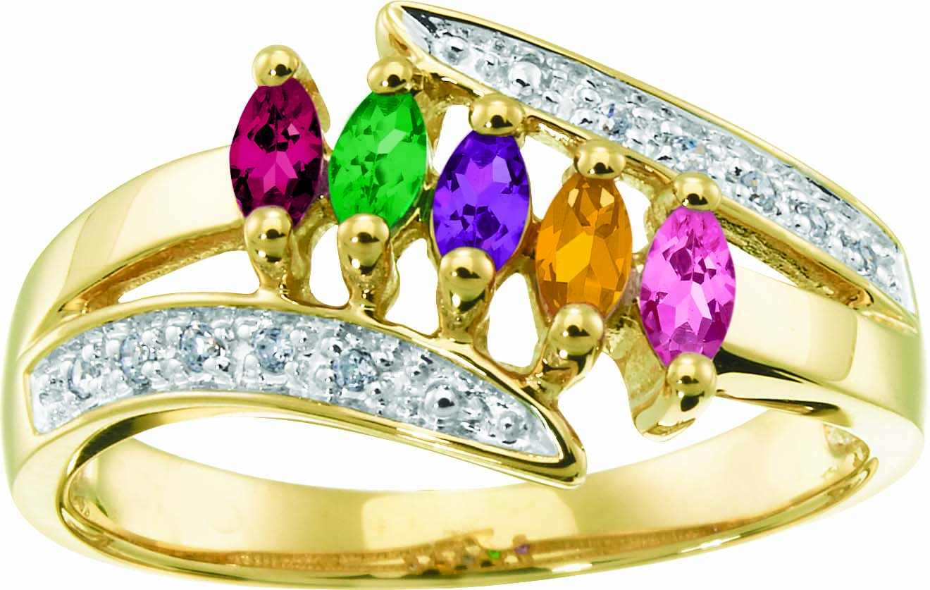 Personalized Family Jewelry Eva Birthstone Mother's Ring available in Sterling Silver, Gold and White Gold