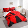 thumbnail image 3 of Manfei Minimalist Geometry Bedding King Size,Geometric Aesthetic Comforter Sets with Sheets,Red Black Bedding Sets King Size,Breathable Bedroom Decor Reversible,7pcs, 3 of 7