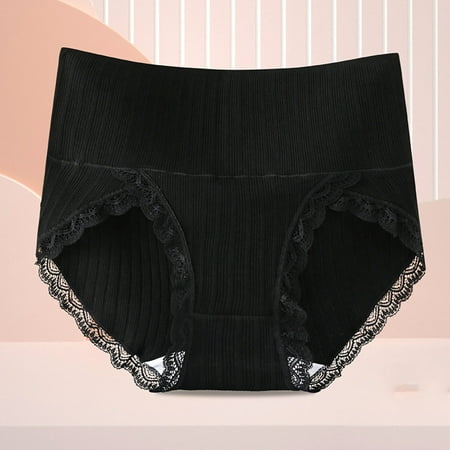 

Briefs For Women Underwear Womens Cotton Underwear High Waist Stretch Briefs Soft Underpants Breathable Ladies Panties Black XL 3pcs