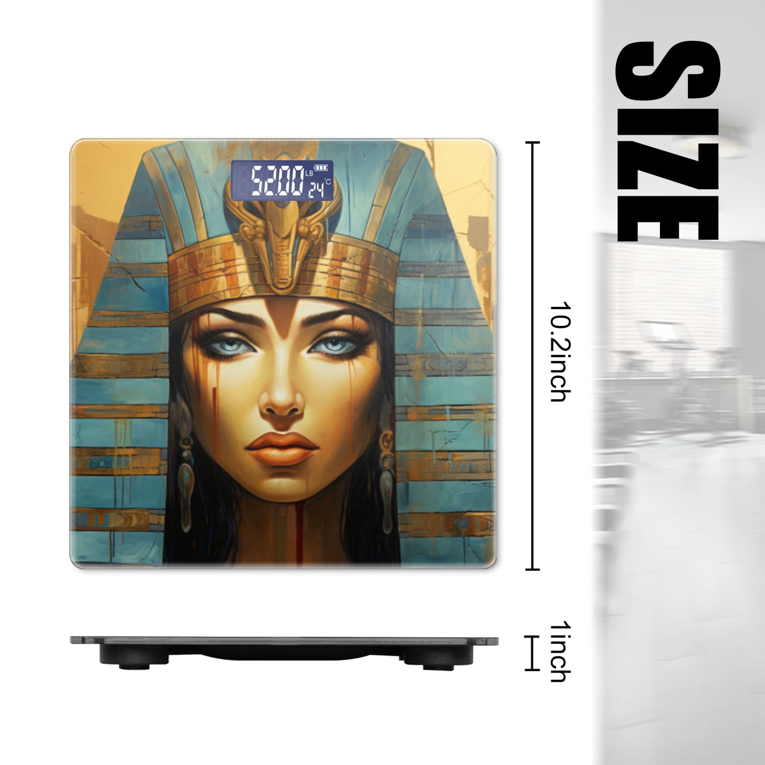 High Precision Body Weight Scale Smart Bathroom Scales with Large LCD Display(400lbs),Decorative for Bedroom-Oil Painting Of Ancient Egyptian Queen