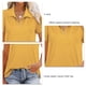 thumbnail image 5 of Blusa Cremallera Cuello En V Abertura Lateral Color Puro Casual Suelto Manga Corta Tops para Mujer Amarillo XXL, 5 of 6