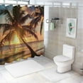 thumbnail image 7 of Orinice Beach Sunset Shower Curtain,Tropical Hawaii Coastal Palm Tree Wave Nature Landscape Black YellowFabric Bathroom Decor Curtain Set Include Hooks, 60x72, 7 of 7