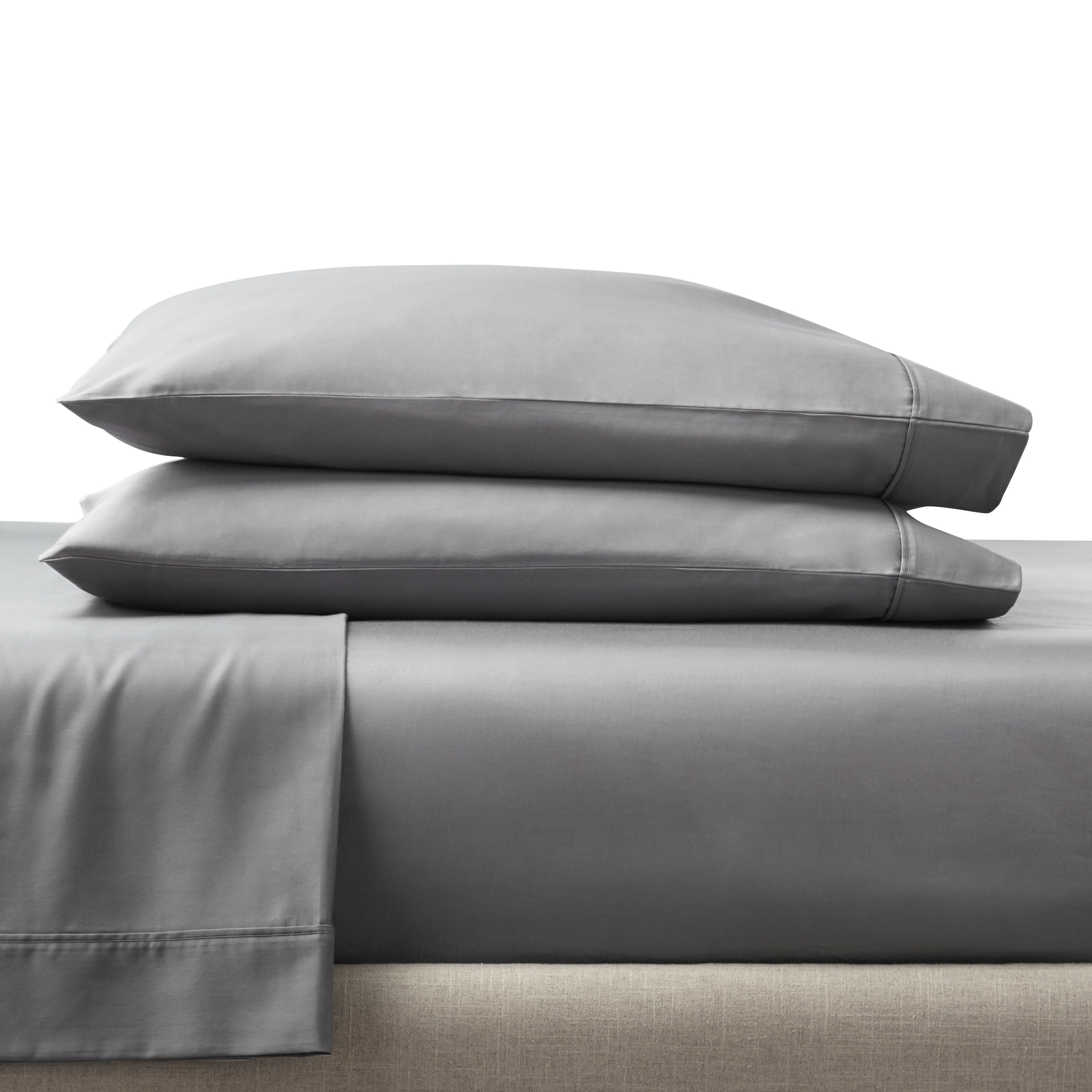 Better Homes & Gardens 3-Piece 300 Thread Count Grey Cotton Sateen Bed Sheet Set, Twin