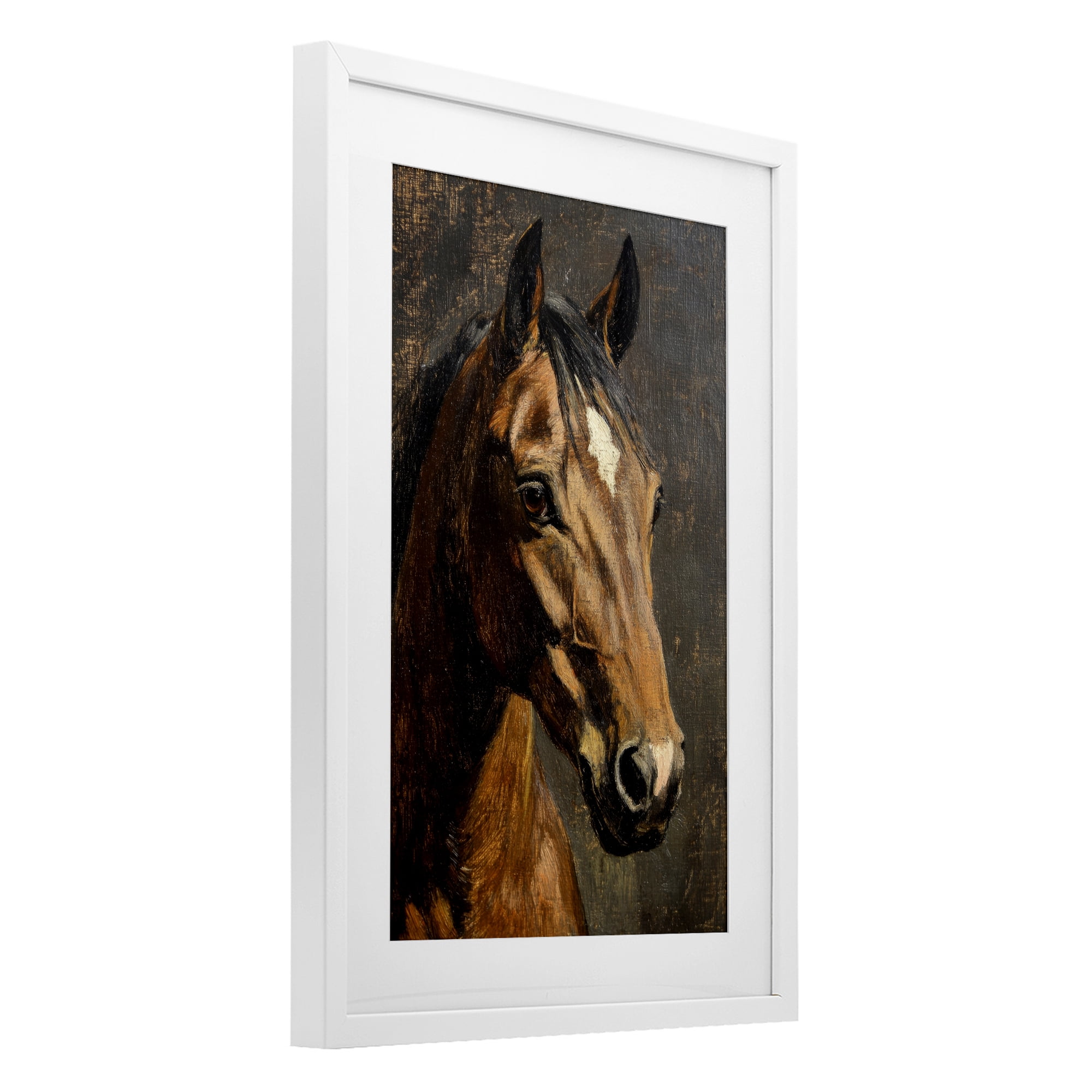 Stupell Industries Horse Portrait Study White Framed Print Under Glass, design by Petal Prints Design