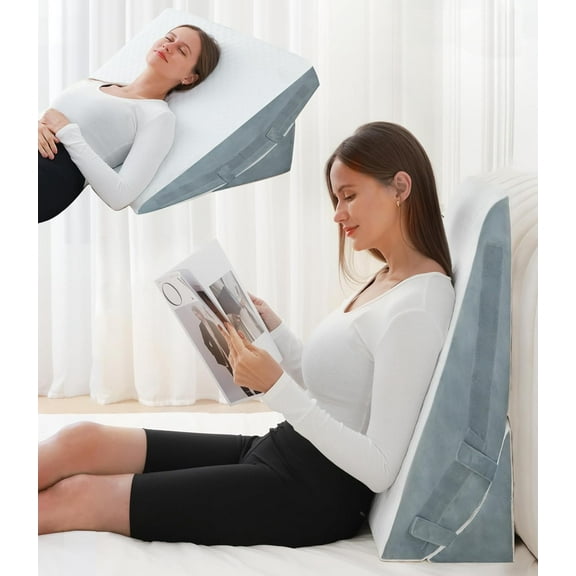 7.5 Inch Adjustable Bed Wedge Pillow for Sleeping, Memory Foam Triangle Wedge Pillow for After Surgery, Relieve Acid Reflux, Gerd, Snoring
