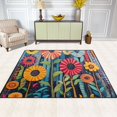 thumbnail image 2 of Yayeee Area Rugs for Living Room 5.2'x4' Indoor Non Slip Washable Bedroom Carpet, Orange Colorful Flowers, 2 of 6