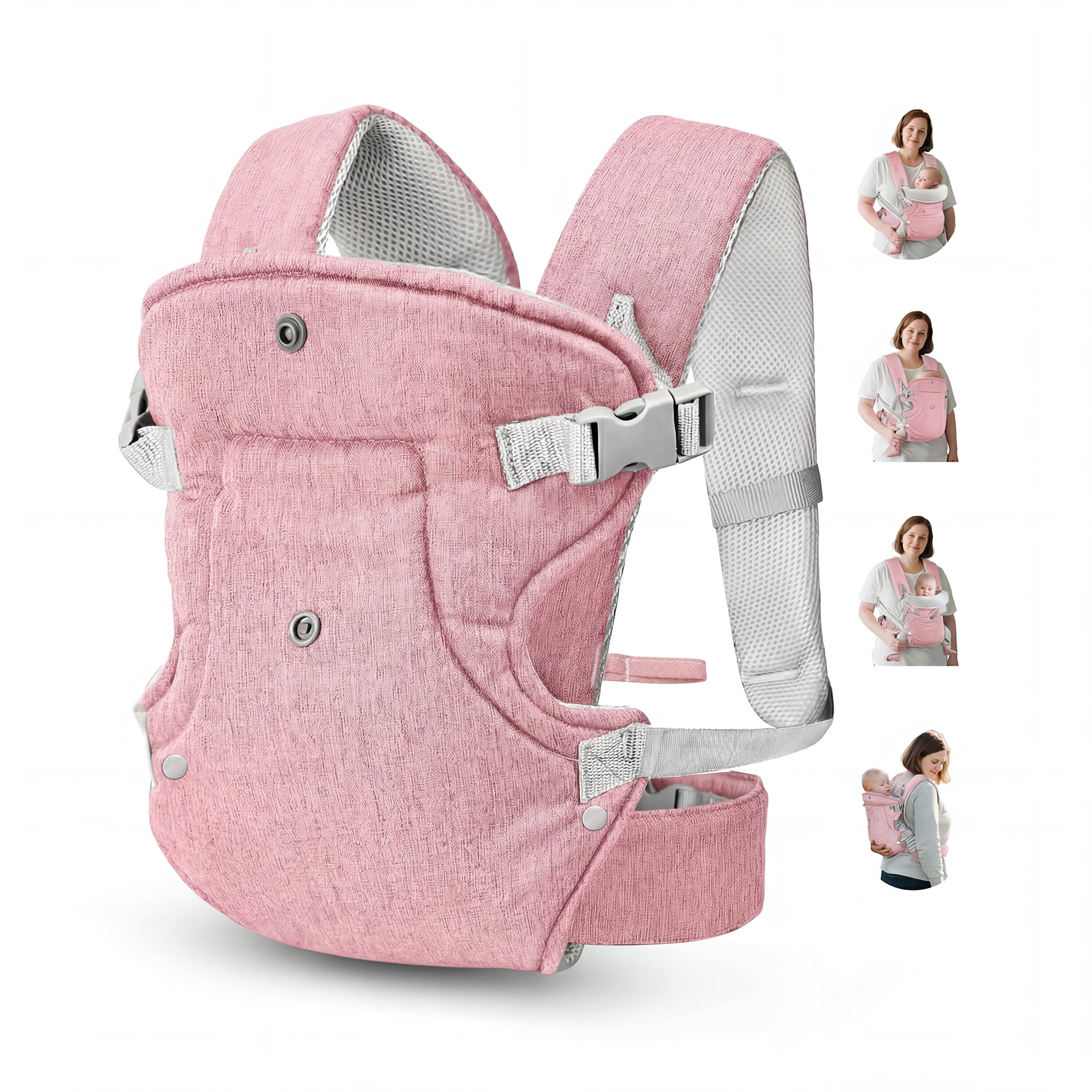 RUPOUN Baby Carrier, Convertible Soft & Cool Baby Carrier, 4-Position, Pink, for Child, Infant, Newborn