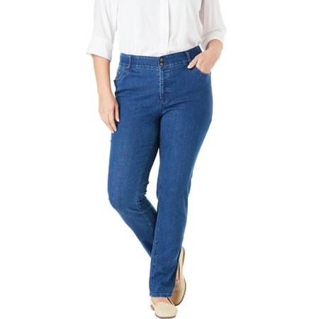 Woman Within Plus Size Straight Leg Tummy Tamer (Best Jeans To Hide Tummy)
