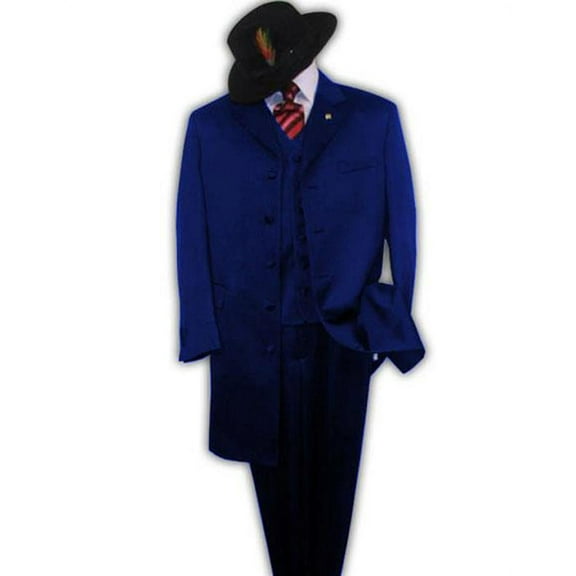 Men's Dark Navy Blue Zoot Fashion Long Zoot Suit - Pimp Suit - Zuit Suit By Alberto Nardoni Brand Designer