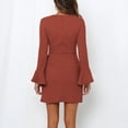 thumbnail image 1 of Vestido acampanado de manga larga con cinturón y lazo fibra de poliéster ajuste delgado cuello redondo vestido midi con volantes elegante ajustado con cremallera oculta ANGGREK  Otros, 1 of 6