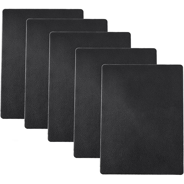 Parche de reparación de cuero (negro 5 piezas), kit de parche de cuero, cuero autoadhesivo, parche de cuero autoadhesivo, para sofá, asiento de coche, muebles, chaqueta 10X20CM