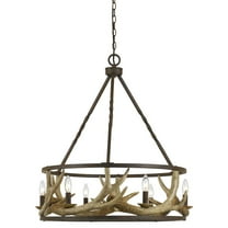 Cal Lighting Antler 26" Metal and Resin Chandelier in Rust Brown