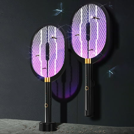 Electric Mosquit O Swatter USB Rechargeable With 3200V Powerful Grid 3 Layer Safet Y Mesh With 2 Modes & Purple Mosquit O Light Electric Mosquit O Swatter For Indoor