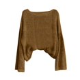 thumbnail image 4 of Gsakboxl Sweaters for Women Solid Boat Neck Long Sleeve Loose Knit Pullover Sweater Soft Basic Casual Fall Travel Top, 4 of 4