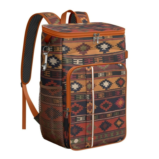 Sac à Dos Glacière Inspiré de la Déco Rustique pour la Maison – Sac à Lunch Imperméable et Isolé au Style Rétro Folklorique, Parfait pour le Camping et les Voyages en Plein Air
