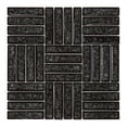thumbnail image 2 of Sample - Black Crackle Glass Basketweave Parquet Mosaic Tile Kitchen Bath Wall Backsplash, 2 of 6