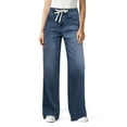 thumbnail image 6 of Miluxas Women's High Waisted Wide Leg Jeans Elastic Drawstring Waist Relaxed Fit Denim Pants Casual Loose Straight Leg Women Jeans Navy, 6 of 8