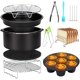 thumbnail image 1 of Accesorios para freidoras de 8 pulgadas, 10 piezas para Gowise Phillips Cozyna Airfryer XL 3.8QT-5.8QT, regalo adicional: 4 agujas para barbacoa (10 piezas negras) - DKSFJKL, 1 of 5