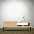 thumbnail image 3 of Cove Coastal Modern TV Stand with Storage Cubby and Drawer, Natural Wood, 3 of 7