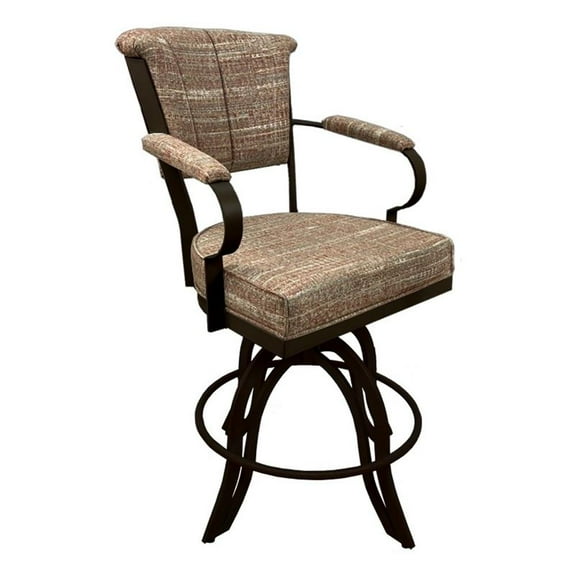 Tobias Designs Miami 26" Fabric & Metal Counter Bar Stools in Madder/Brown