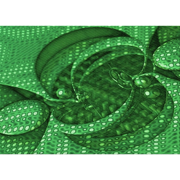 Ahgly Company Indoor Rectangle Patterned Deep Emerald Green Area Rugs, 6' x 9'