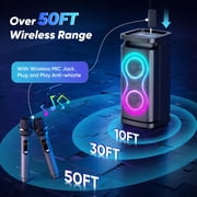 GCZ Party Bluetooth Speaker, 120W Loud Sound with Deep Bass for Outdoor Backyard Party, TWS Party Lights and Karaoke Effects, Microphone and Guitar Input