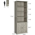 thumbnail image 2 of AEGFKD Bookcase with Doors Industrial Bookshelf 11.8in Depth Display Storage Shelves 71.4in Tall Farmhouse Bookcases Wooden 6 Shelf Bookshelvels for Bedroom, Living Room, Home Office, Grey, 2 of 9