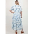 thumbnail image 2 of Women's Sky Blue Geometric Floral Maxi Dress – Casual Summer V-Neck with Short Sleeves, 4X, 2 of 12
