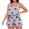thumbnail image 2 of Xysaqa 2 Pack Womens Pajama Sets Sleeveless Cami Tank Top with Shorts Pajama Set Soft Sleepwear Heart Printed Pjs Loungewear Sets Plus Size 2X 3X 4X Purple Xxxl, 2 of 9