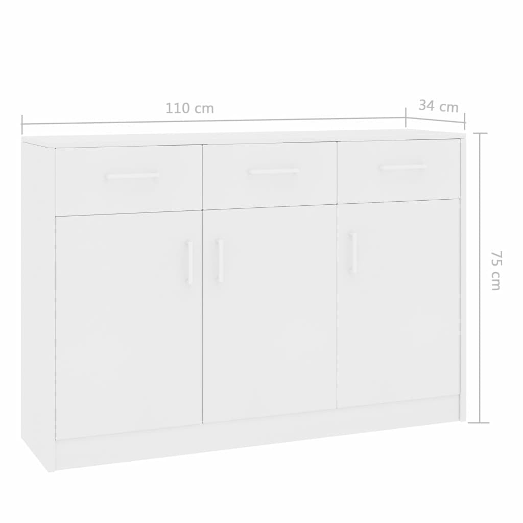 vidaXL Sideboard MDF 110x35x57cm Grey Cupboard Cabinet Storage Unit Stand