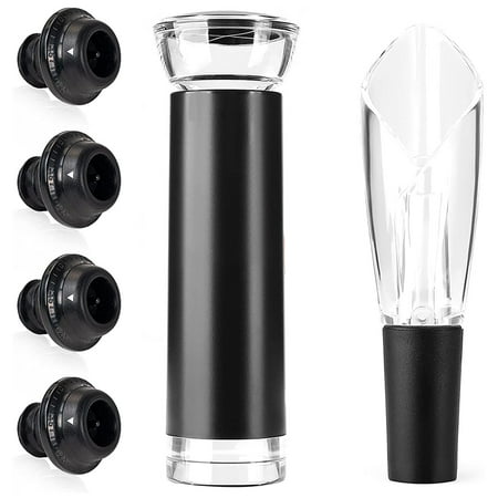 

Wine Saver Pump with 4 Vacuum Wine Bottle Stoppers Reusable Wine Preserver with Wine Aerator Pourer for Wine Lovers