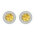 thumbnail image 3 of Clara Pucci 3.54 ct Brilliant Round Cut Halo Studs VVS1 Genuine Conflict free Yellow Zircon Solid 18K White Gold Designer Everyday Earrings Screw back, 3 of 5