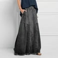 thumbnail image 2 of Ashirexll Jean Skirt, Long Flowy Skirts for Women, Fashion Cowboy Comfortable Stretch Plus Size Skirt with Buttons Gray XXL, 2 of 5