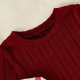 thumbnail image 6 of LRen Girls Outfits,Valentine's Day 3 Piece Infant Girl Ruffle Bowknot Heart Top + Ribbed Print Pants Clothing 3pc Set Toddler Valentines,Wine,3-4 Years, 6 of 8