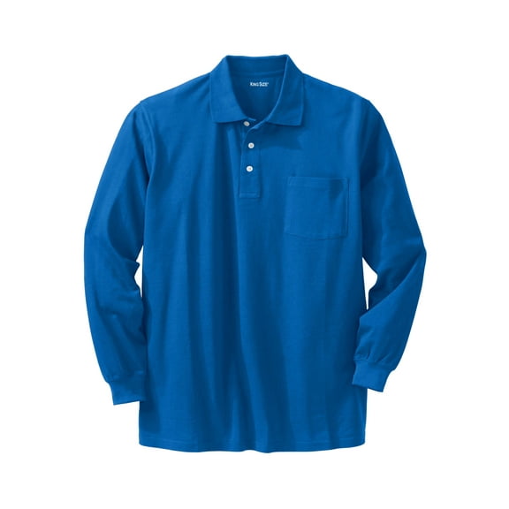 KingSize Men's Big & Tall Long-Sleeve Shrink-Less Cotton Polo Shirt