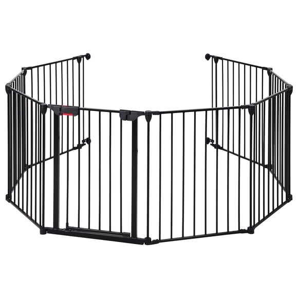 Barrera de Seguridad para Bebés y Mascotas, Puerta Metálica Expandible de 8 Paneles