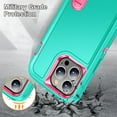 thumbnail image 6 of SaniMore for iPhone 14 Pro Max 6.7" 2022 Hybird Case, Rugged PC Back Shockproof TPU Shell Metal Hidden Kicksatnd Drop Resistant Anti-slip Heavy Duty Protective Case for iPhone 14 Pro Max, Mint+Rose, 6 of 8