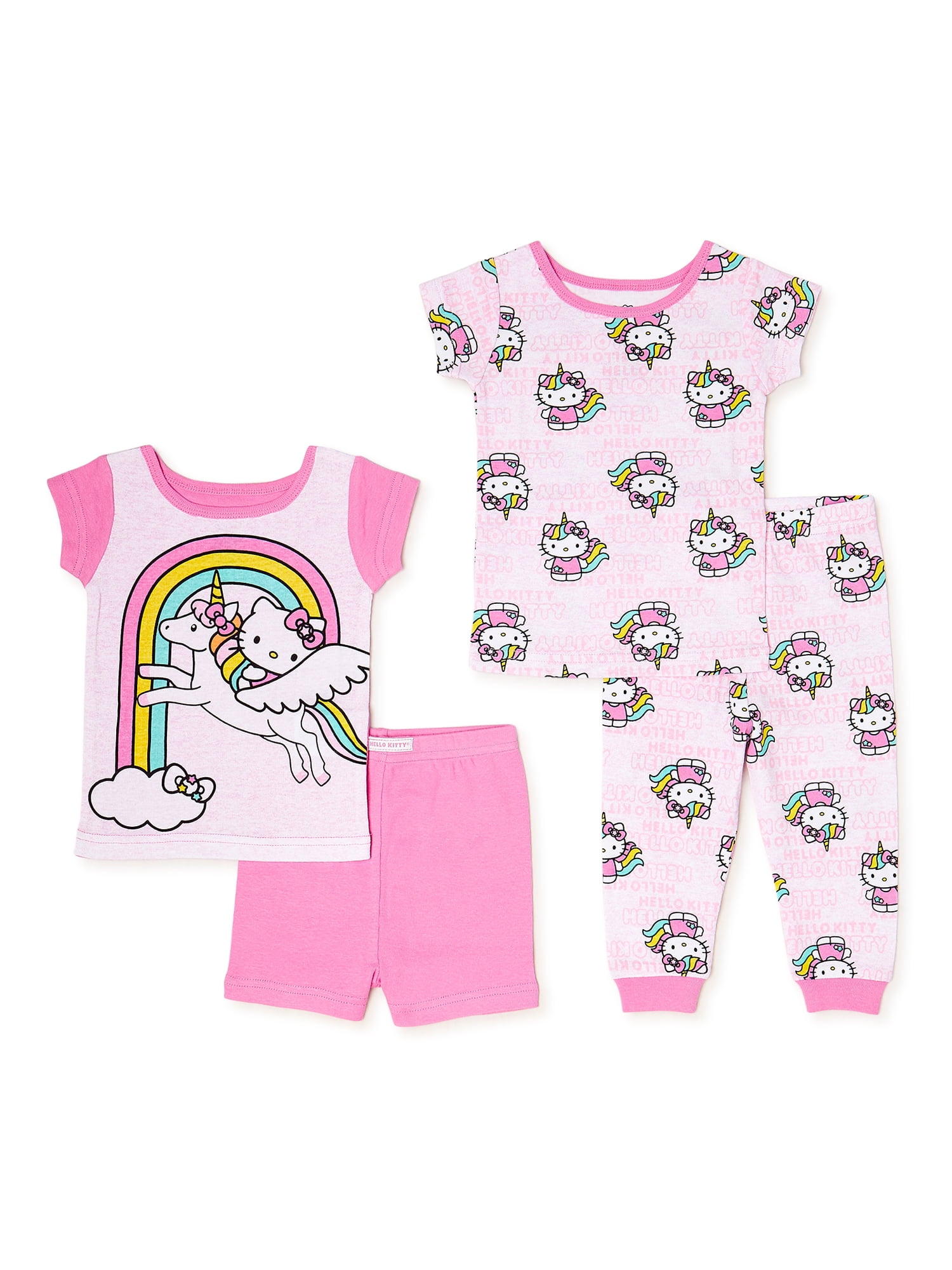 Hello Kitty Toddler Girls Gray Rainbow Long Sleeve Cotton Pajamas 