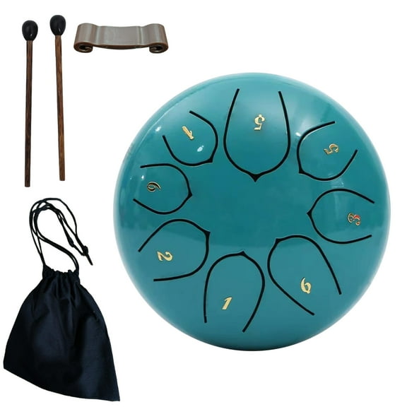 Hand Drum,Rain Drum For Garden,Outdoor Rain Drum,Hand Pan Drum,Rain Drum For Outside,Outdoor Rain Play Steel Tongue Drum 11.4cm 8 Tones Drum With Drumsticks And Book Handpan Drum(I)
